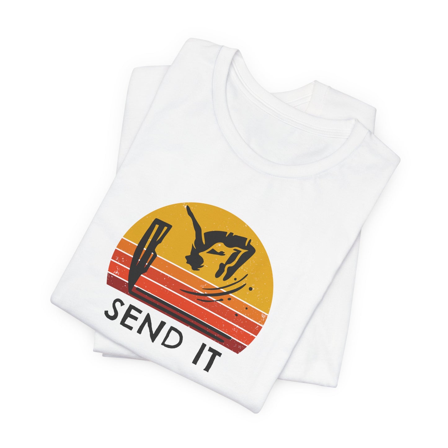 Retro "Send It" T-Shirt for Adrenaline Junkie | Cliff Jumping, Tricker, Parkour Athletes, Thrill Seeker Shirt