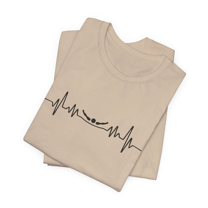 Swimming Butterfly EKG Heartbeat Pulse Line Design | Butterfly Stroke Shirt for Swimmers | Heartbeat Pulse Line T-Shirt