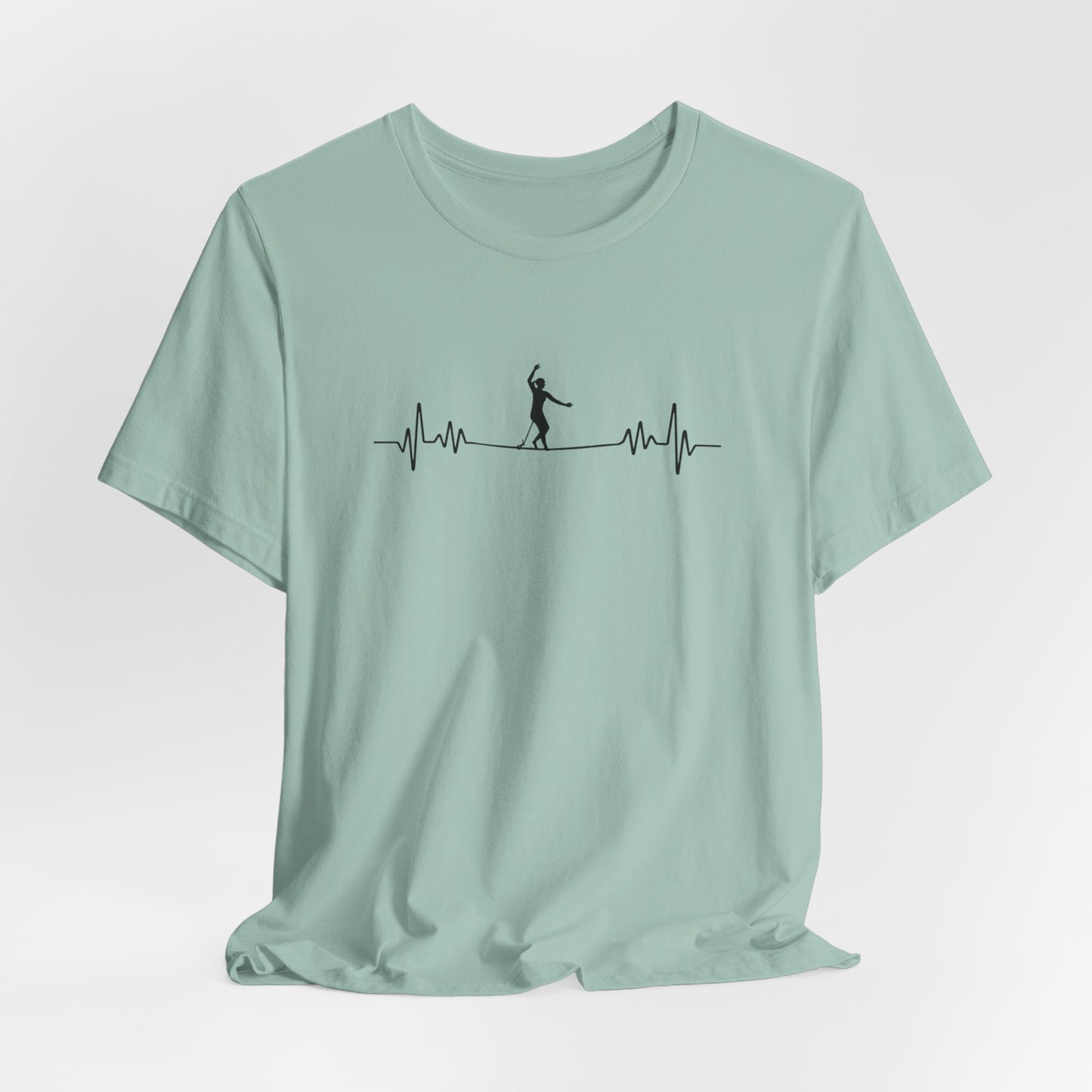 Female Highline EKG Heartbeat Pulse Line Design | Highline Shirt for Adventurous Thrill Seekers | Heartbeat Pulse Line T-Shirt