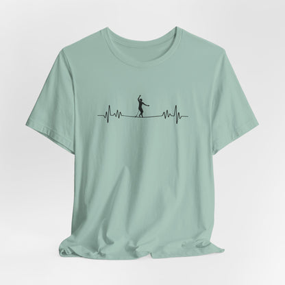 Female Highline EKG Heartbeat Pulse Line Design | Highline Shirt for Adventurous Thrill Seekers | Heartbeat Pulse Line T-Shirt