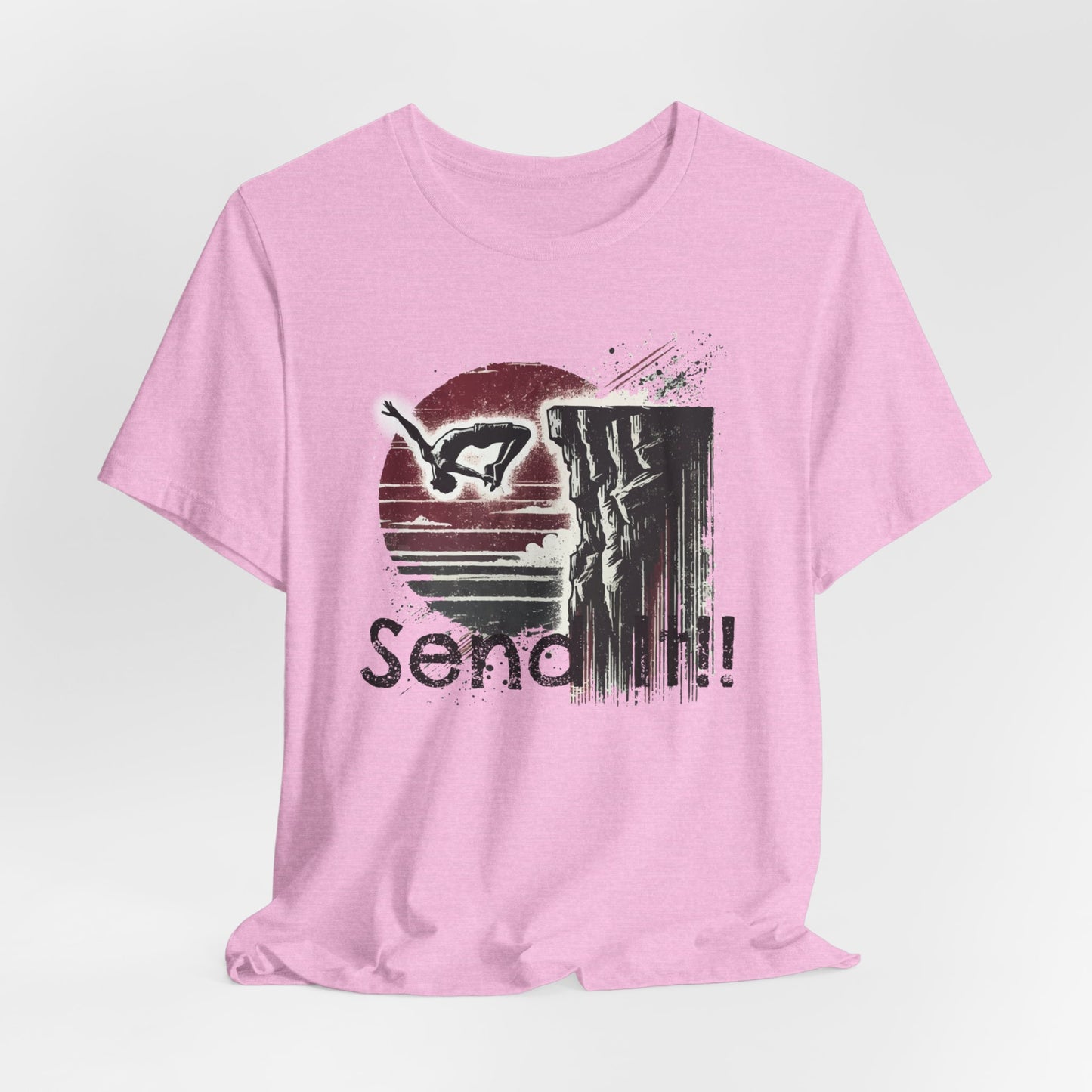 Grunge Distressed "Send It" Cliff Jumping Shirt - Graphic Tee for Thrill Seeker and Adventure Lovers