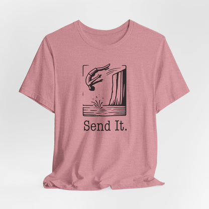 "Send It" Cliff Jumping T-shirt for Cliff Jumper | Adventure Lover Shirt for Outdoor Enthusiast