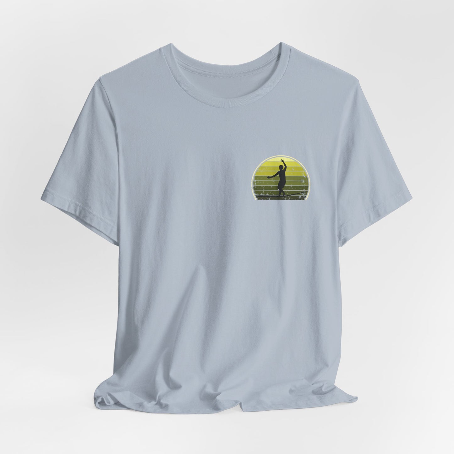 Retro Sunset Slackline T-Shirt | Vintage Inspired Slackline/Highline Chest Icon Shirt