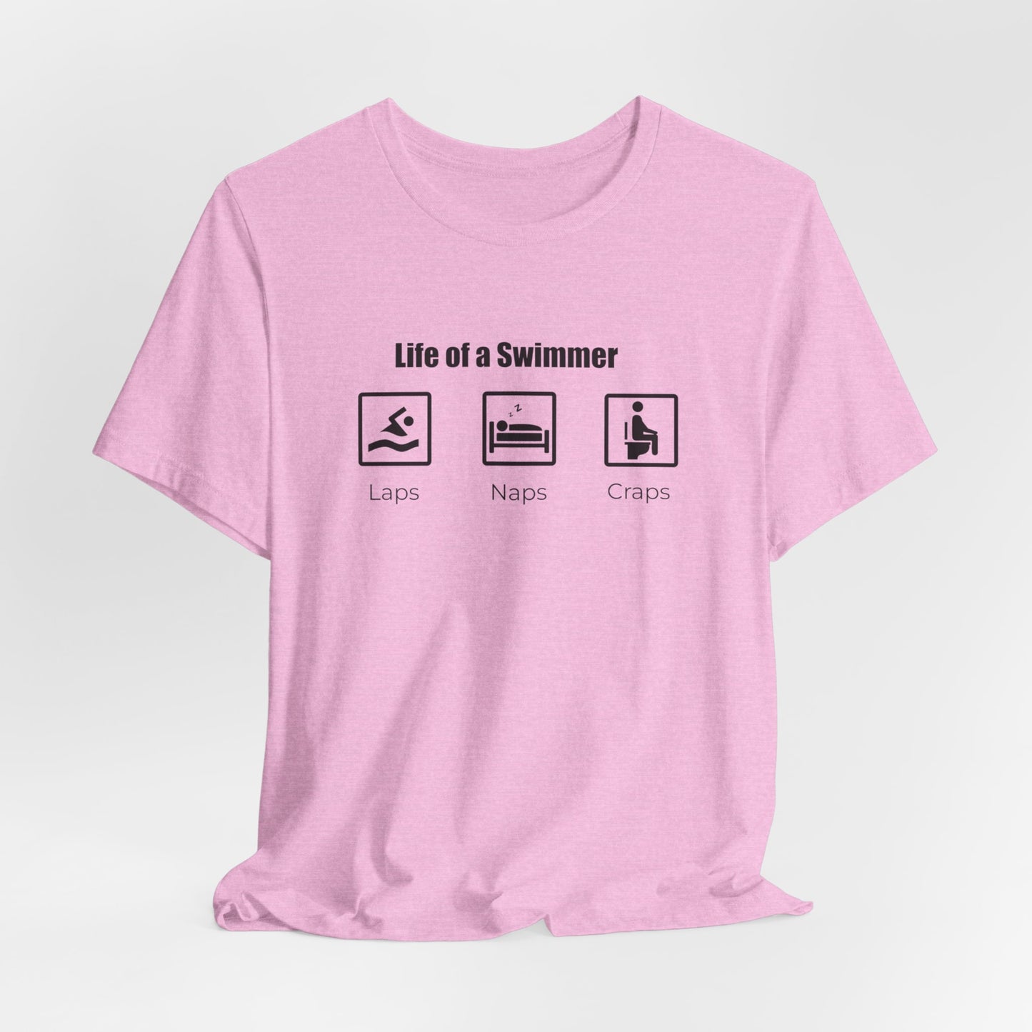 "Naps. Laps. Craps" Funny Swim Shirt | Swim Life Swimmer T-Shirt | Minimalist Icon Design, HILARIOUS!