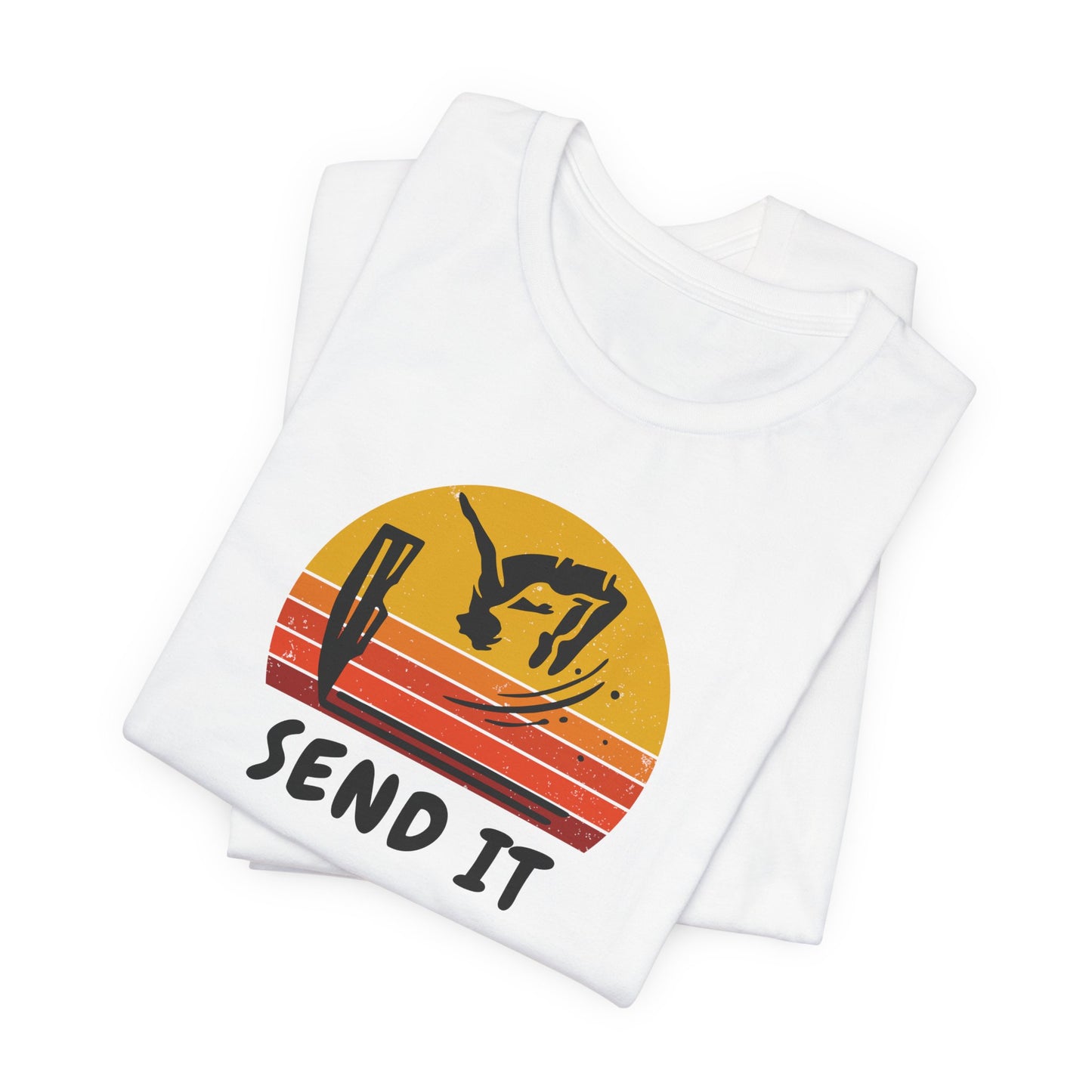 Retro "Send It" T-Shirt for Adrenaline Junkie | Cliff Jumping, Tricker, Parkour Athletes, Thrill Seeker Shirt