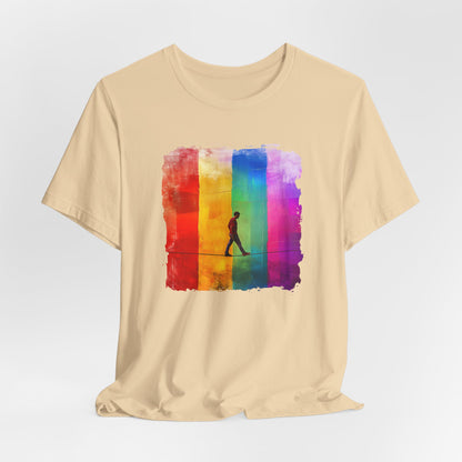 Colorful Abstract Slackline T-shirt | Slackline Highline Shirt - Rainbow Cubic Splatter Paint Design