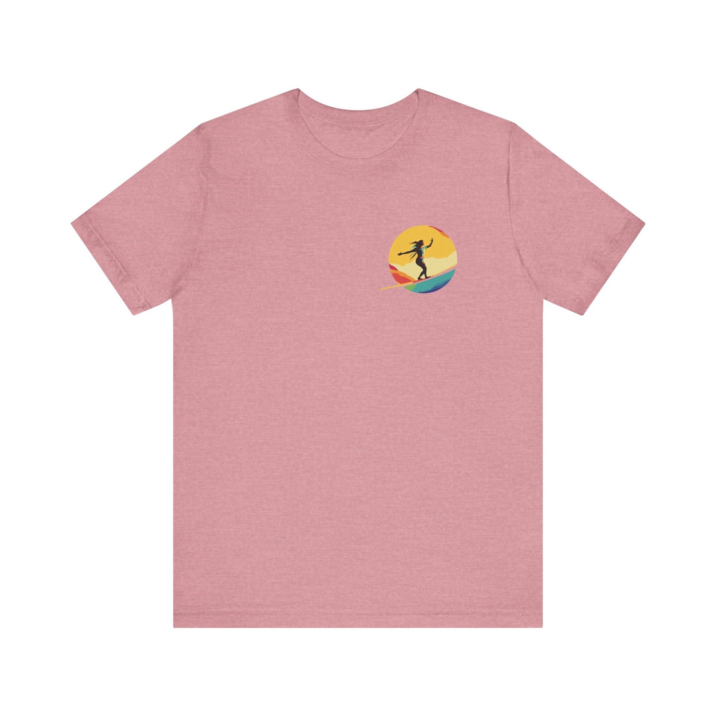 Slackline Shirt with Colorful Rainbow Moon Design Silhouette - Slackline/Highline Chest Icon Shirt