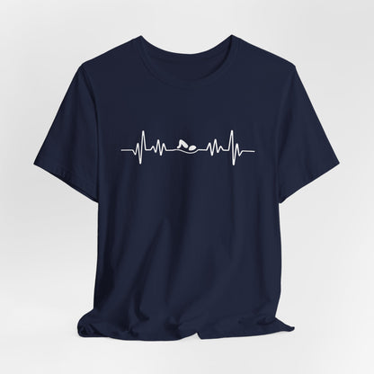 Swimming Freestyle EKG Heartbeat Pulse Line Design | Freestyle Stroke Shirt for Swimmers | Heartbeat Pulse Line T-Shirt