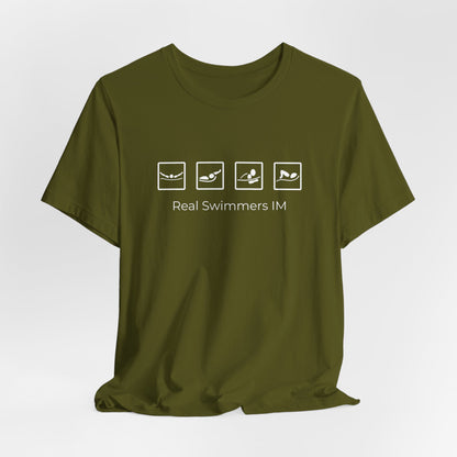 "Real Swimmers IM" IM Swim Shirt | Individual Medley (IM) Swimmer T-Shirt - Minimalistic Icon Design