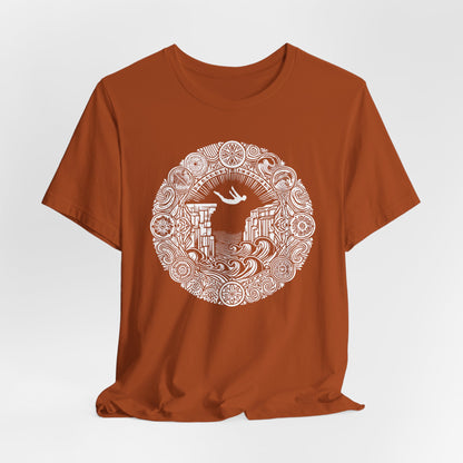 Mandala Style Cliff Jumping T-shirt for Outdoor Enthusiast and Adventure Lovers