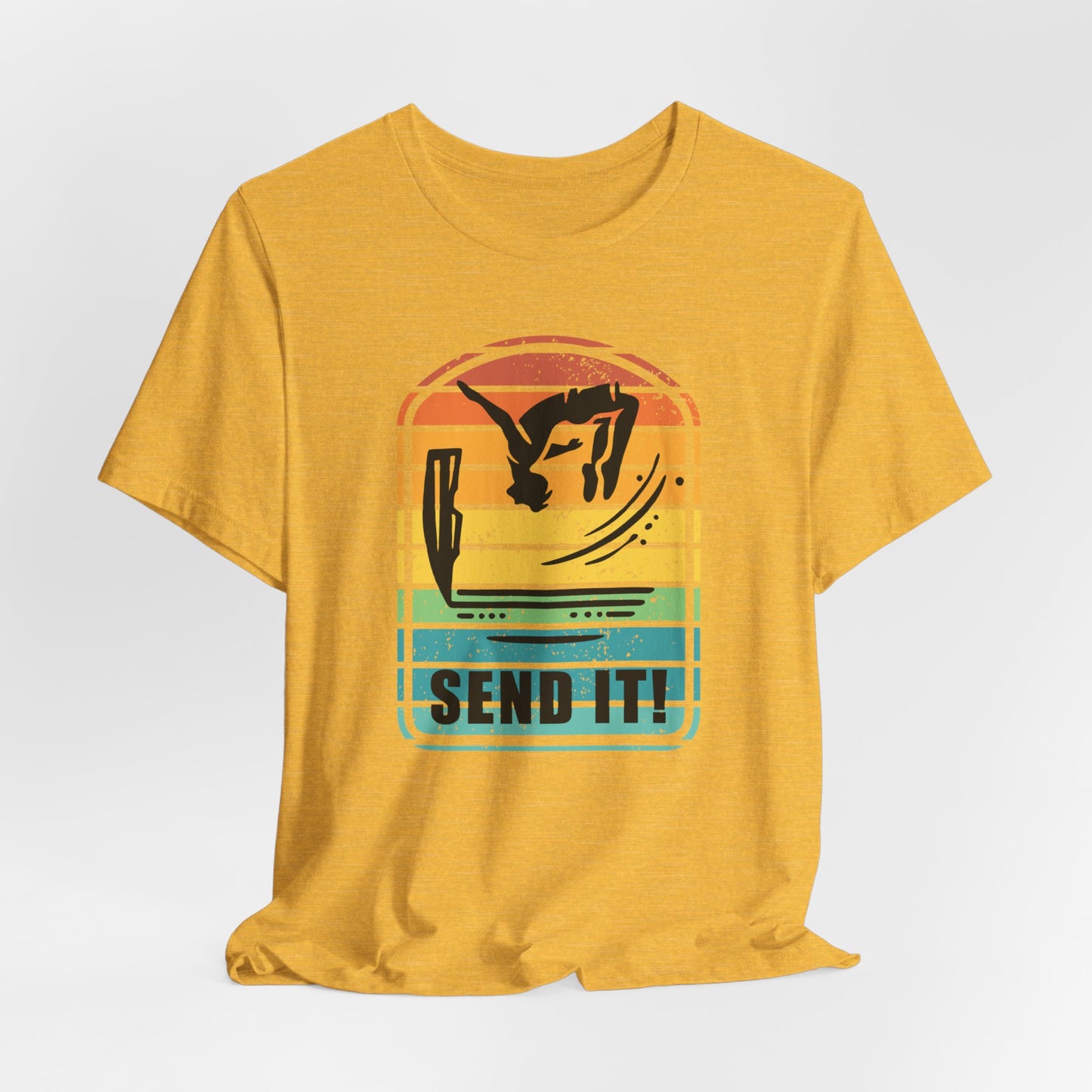 Retro "Send It" T-Shirt for Adrenaline Junkie | Cliff Jumping, Tricker, Parkour Athletes, Thrill Seeker Shirt