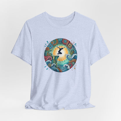 Mandala Style Cliff Jumping T-shirt for Outdoor Enthusiast - Colorful Mandala Art Design