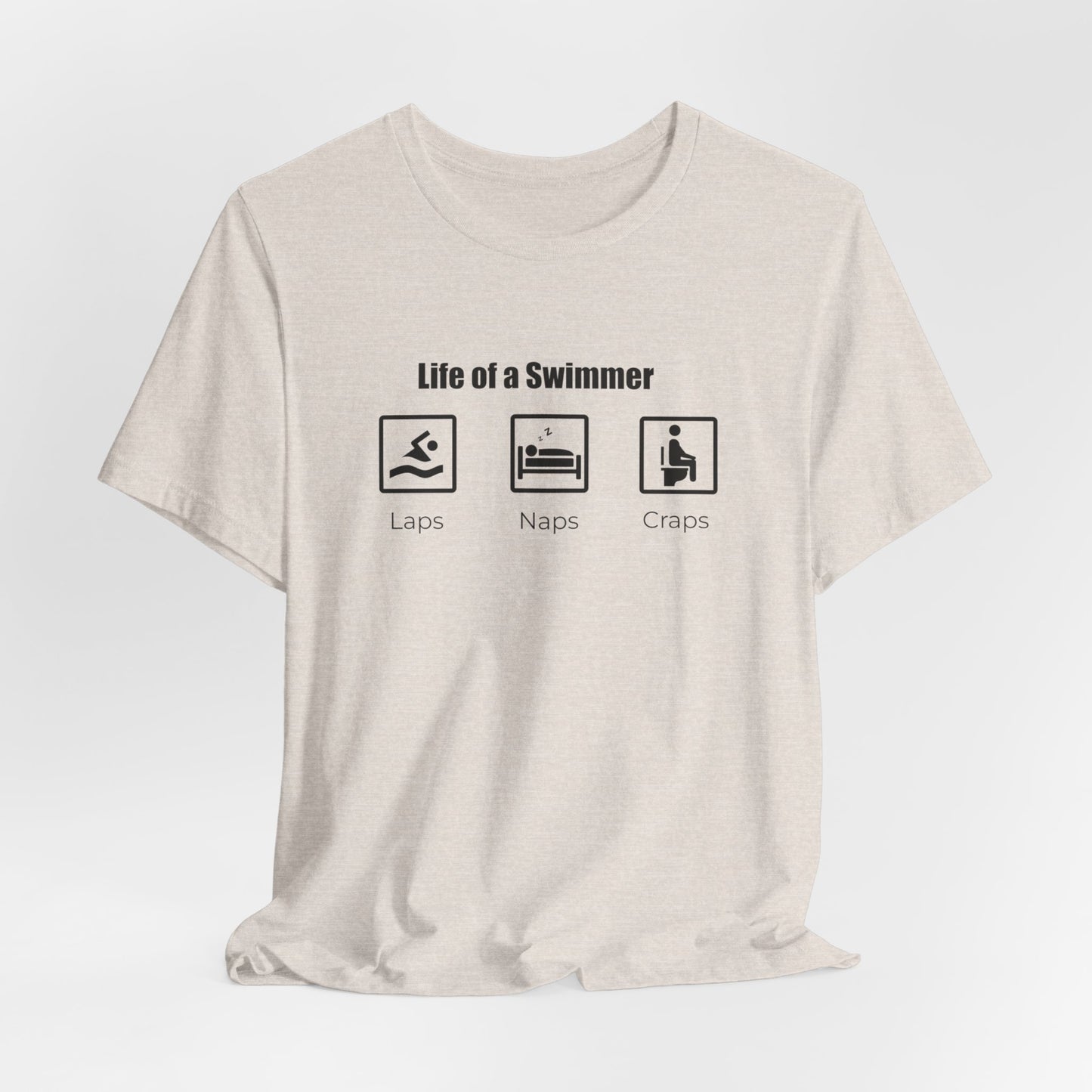 "Naps. Laps. Craps" Funny Swim Shirt | Swim Life Swimmer T-Shirt | Minimalist Icon Design, HILARIOUS!