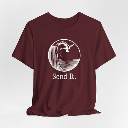 "Send It" Cliff Jumping T-shirt for Cliff Jumpers | Outdoorsy Adventure Lover Shirt