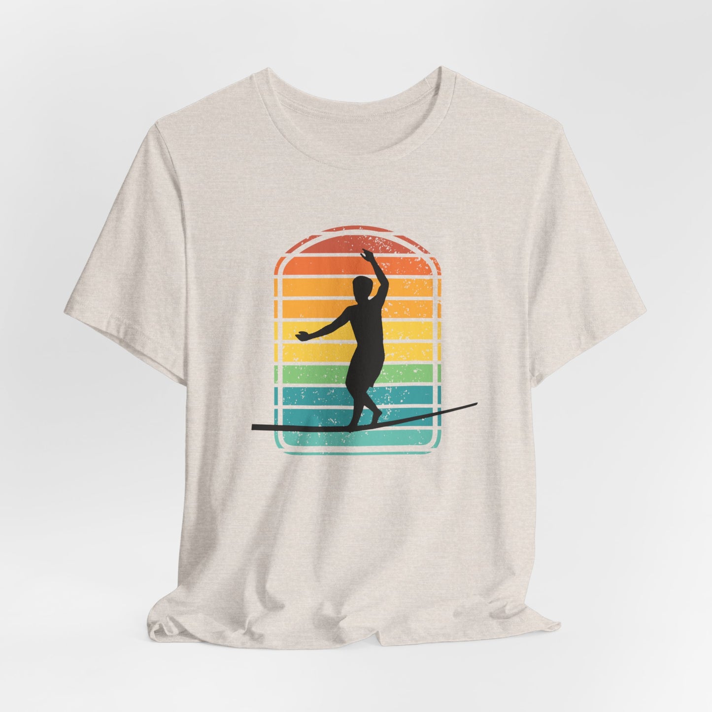 Retro Rainbow Slackline T-Shirt | Vintage Inspired Slackline/Highline Shirt