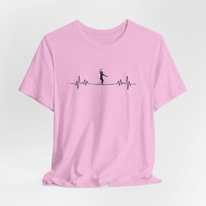 Female Highline EKG Heartbeat Pulse Line Design | Highline Shirt for Adventurous Thrill Seekers | Heartbeat Pulse Line T-Shirt