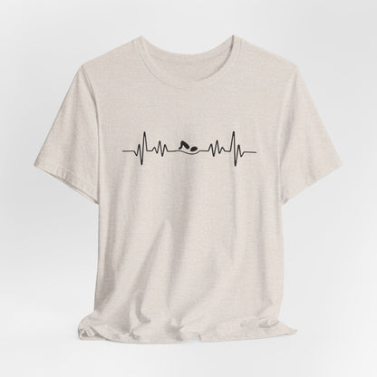 Swimming Freestyle EKG Heartbeat Pulse Line Design | Freestyle Stroke Shirt for Swimmers | Heartbeat Pulse Line T-Shirt