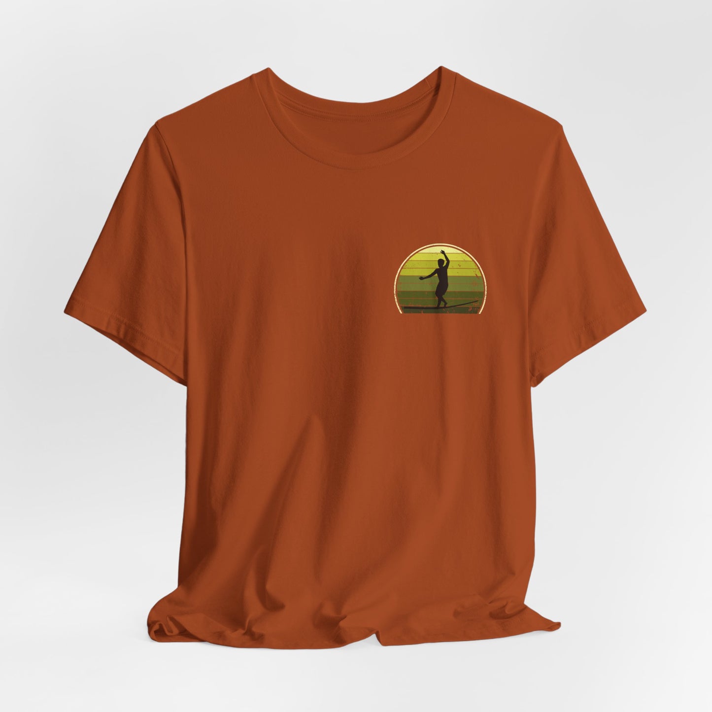 Retro Sunset Slackline T-Shirt | Vintage Inspired Slackline/Highline Chest Icon Shirt