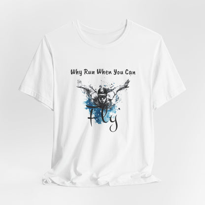 "Why Run When You Can Fly" Butterfly Swim Shirt for Swimmers | Butterfly Stroke T-Shirt Grunge Distressed Swim Tee