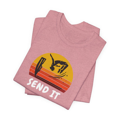 Retro "Send It" T-Shirt for Adrenaline Junkie | Cliff Jumping, Tricker, Parkour Athletes, Thrill Seeker Shirt