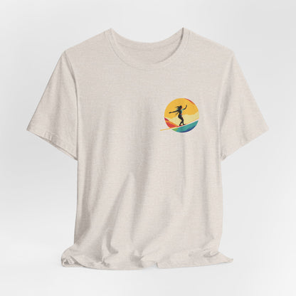 Slackline Shirt with Colorful Rainbow Moon Design Silhouette - Slackline/Highline Chest Icon Shirt