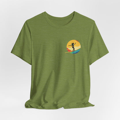 Slackline Shirt with Colorful Rainbow Moon Design Silhouette - Slackline/Highline Chest Icon Shirt