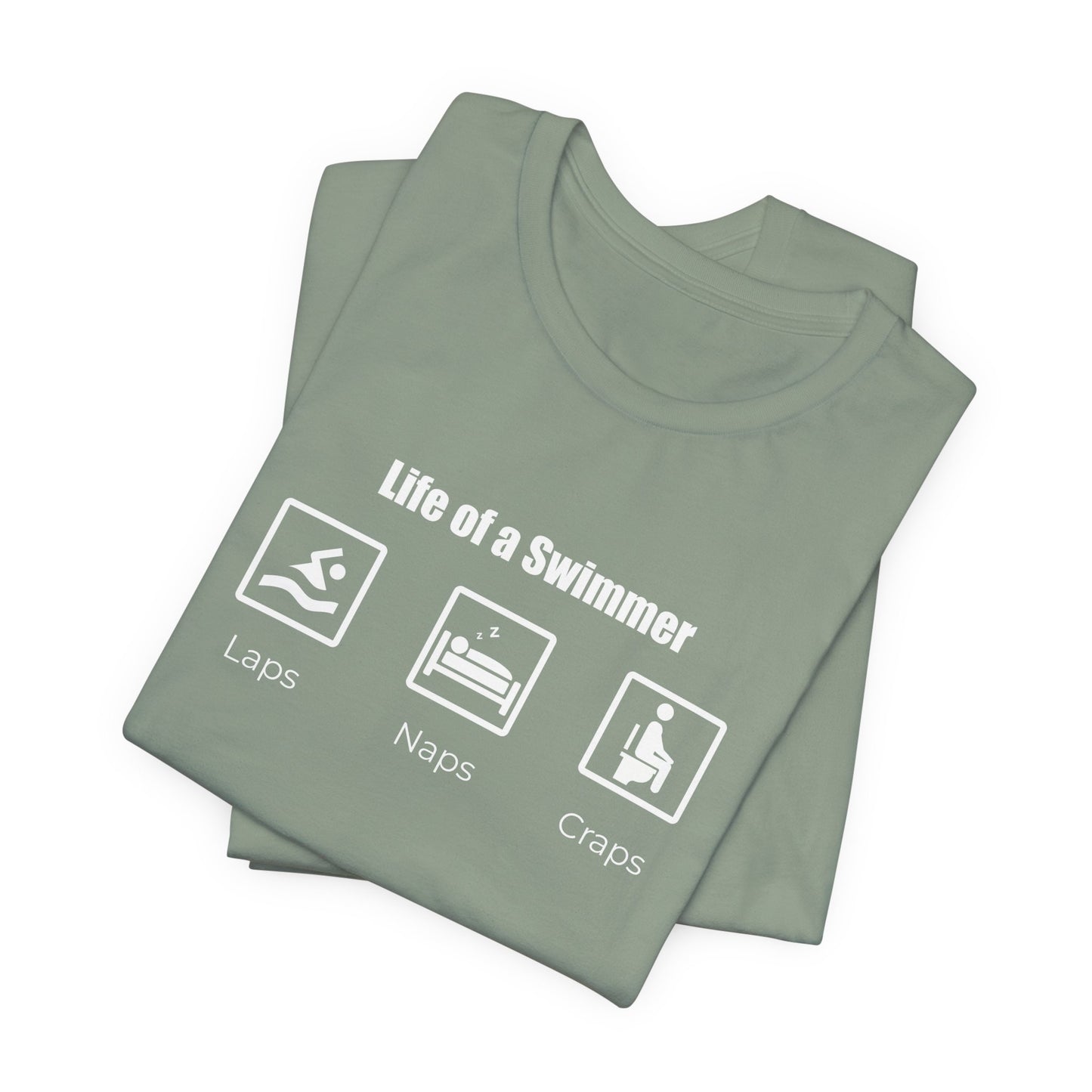 "Naps. Laps. Craps" Funny Swim Shirt | Swim Life Swimmer T-Shirt | Minimalist Icon Design, HILARIOUS!