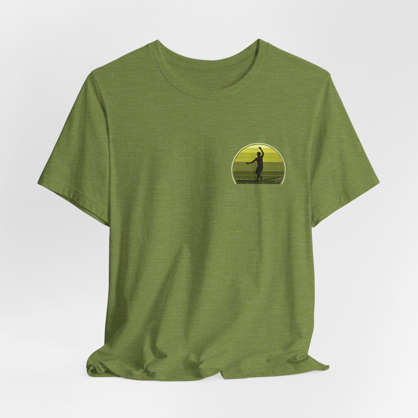 Retro Sunset Slackline T-Shirt | Vintage Inspired Slackline/Highline Chest Icon Shirt