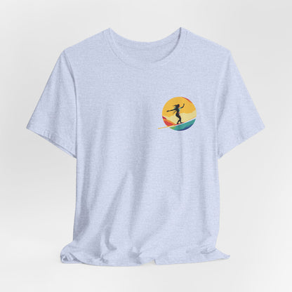 Slackline Shirt with Colorful Rainbow Moon Design Silhouette - Slackline/Highline Chest Icon Shirt