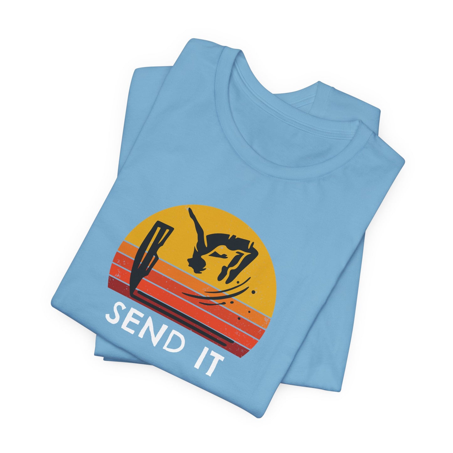 Retro "Send It" T-Shirt for Adrenaline Junkie | Cliff Jumping, Tricker, Parkour Athletes, Thrill Seeker Shirt