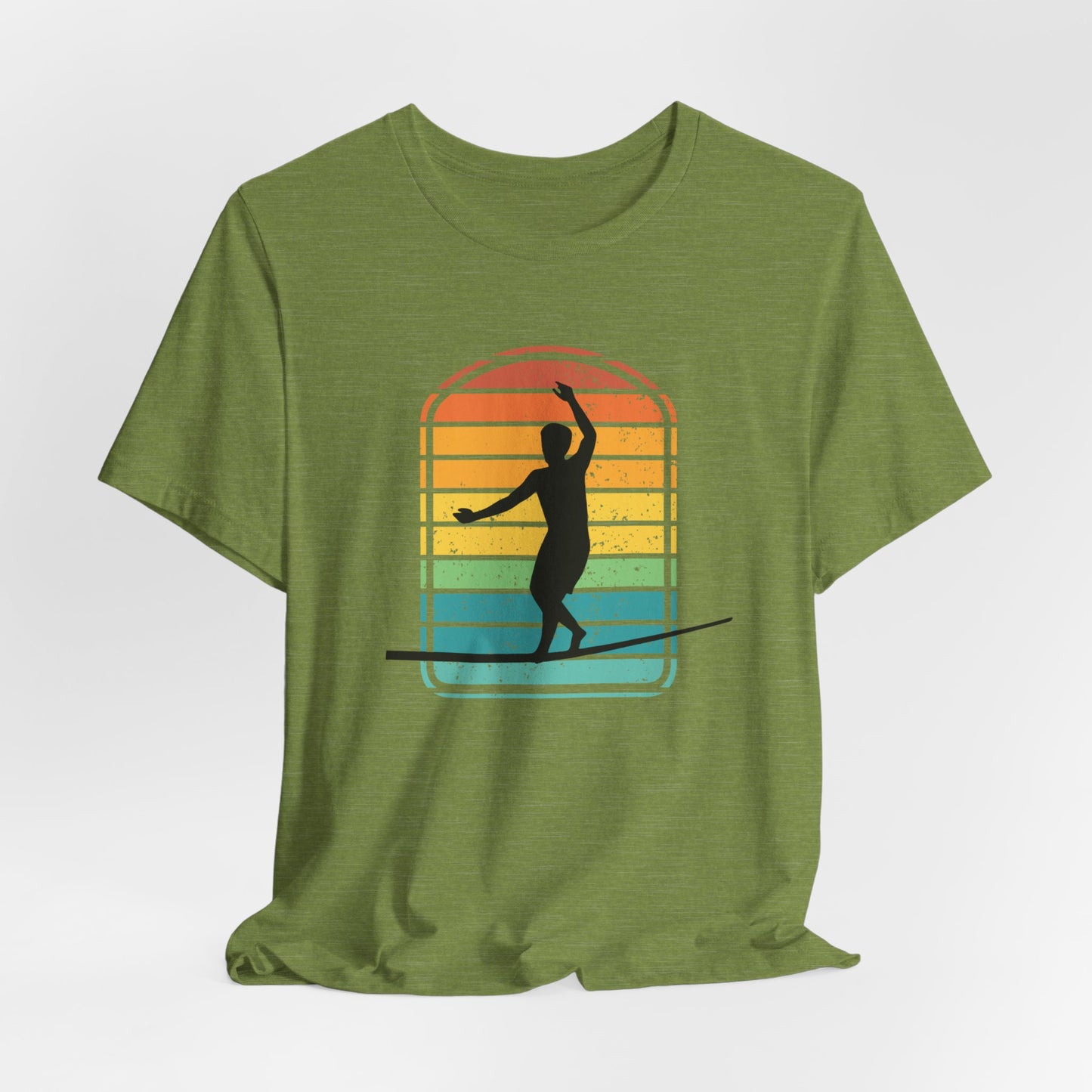 Retro Rainbow Slackline T-Shirt | Vintage Inspired Slackline/Highline Shirt