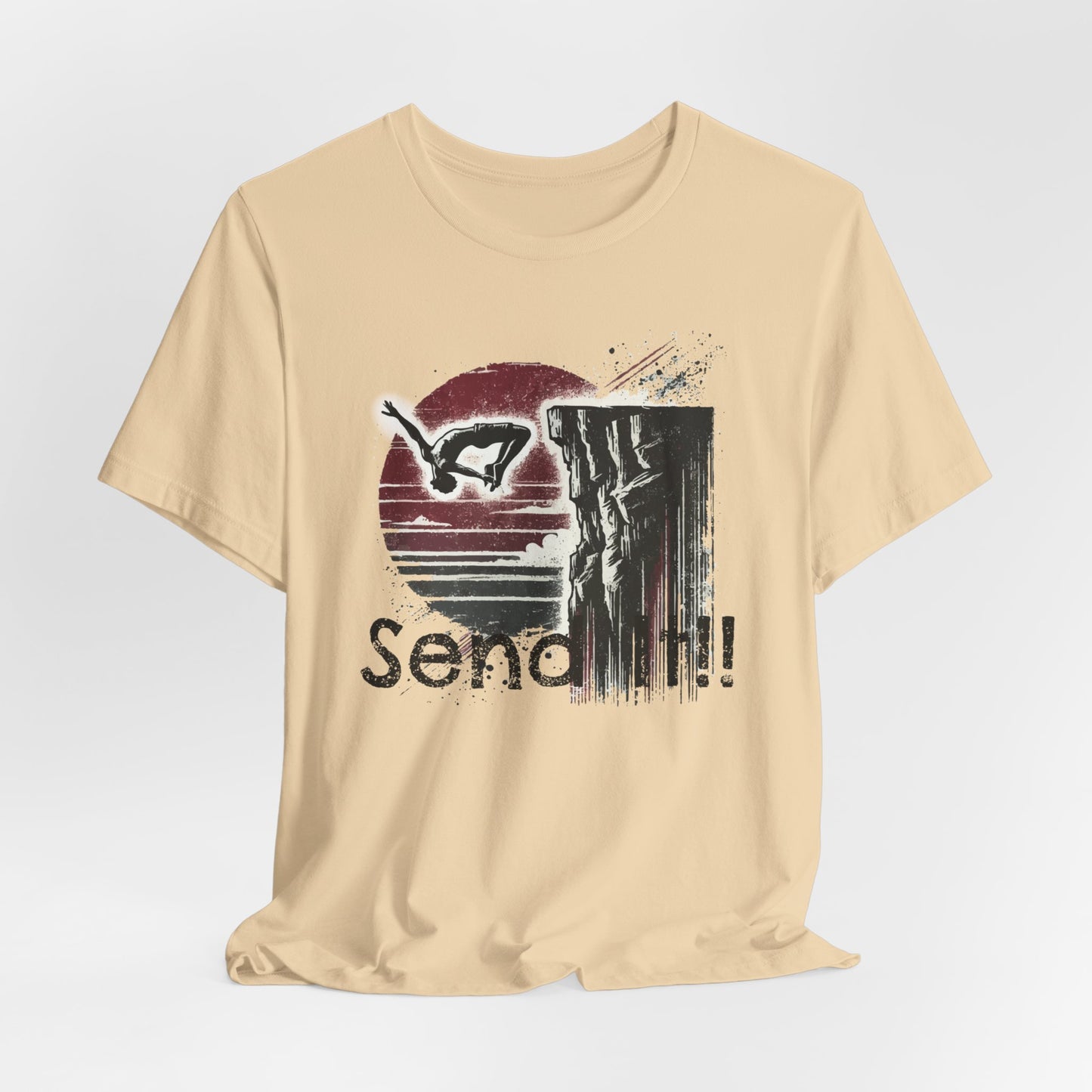 Grunge Distressed "Send It" Cliff Jumping Shirt - Graphic Tee for Thrill Seeker and Adventure Lovers