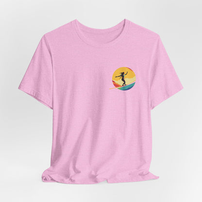 Slackline Shirt with Colorful Rainbow Moon Design Silhouette - Slackline/Highline Chest Icon Shirt