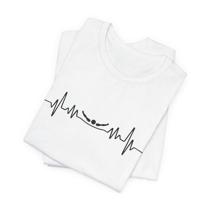 Swimming Butterfly EKG Heartbeat Pulse Line Design | Butterfly Stroke Shirt for Swimmers | Heartbeat Pulse Line T-Shirt