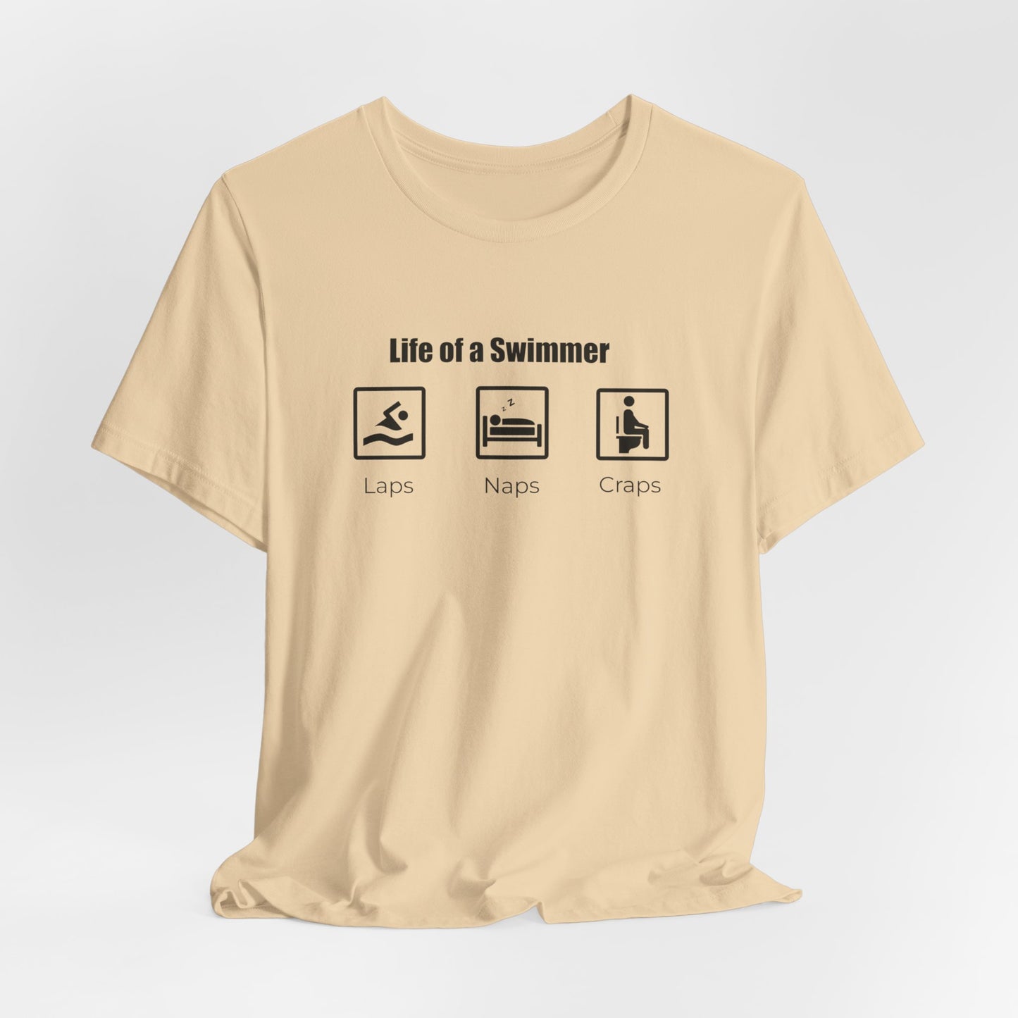 "Naps. Laps. Craps" Funny Swim Shirt | Swim Life Swimmer T-Shirt | Minimalist Icon Design, HILARIOUS!