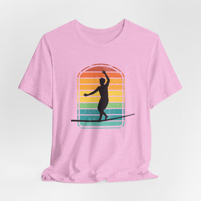 Retro Rainbow Slackline T-Shirt | Vintage Inspired Slackline/Highline Shirt