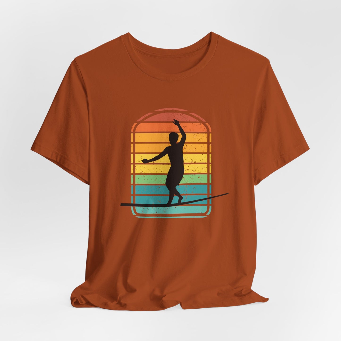 Retro Rainbow Slackline T-Shirt | Vintage Inspired Slackline/Highline Shirt