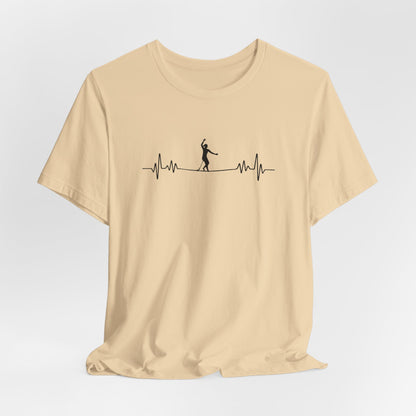 Female Highline EKG Heartbeat Pulse Line Design | Highline Shirt for Adventurous Thrill Seekers | Heartbeat Pulse Line T-Shirt