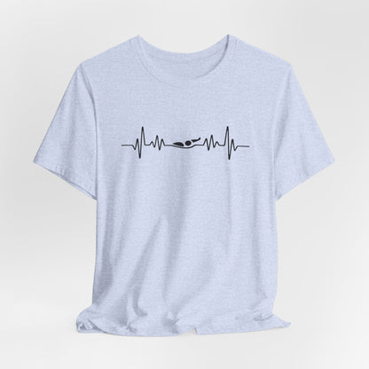 Swimming Backstroke EKG Heartbeat Pulse Line Design | Back Stroke Shirt for Swimmers | Heartbeat Pulse Line T-Shirt