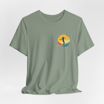 Slackline Shirt with Colorful Rainbow Moon Design Silhouette - Slackline/Highline Chest Icon Shirt