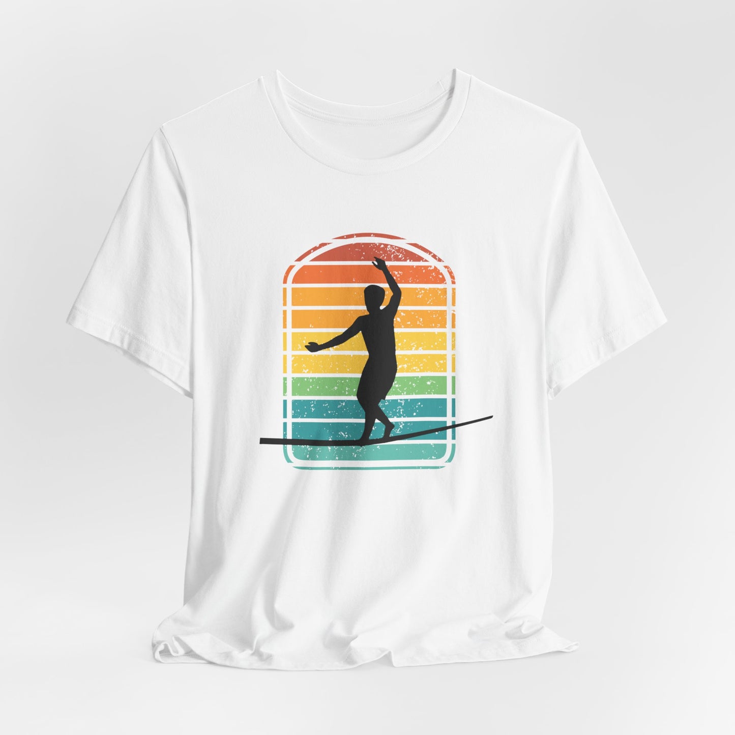 Retro Rainbow Slackline T-Shirt | Vintage Inspired Slackline/Highline Shirt