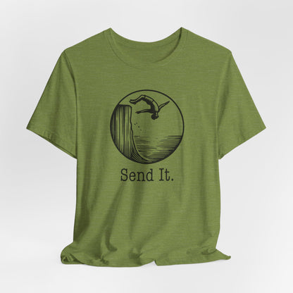 "Send It" Cliff Jumping T-shirt for Cliff Jumpers | Outdoorsy Adventure Lover Shirt