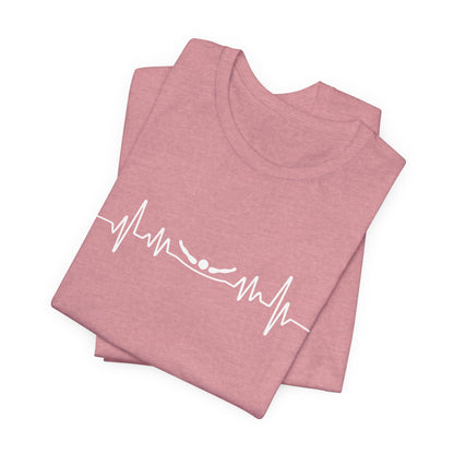 Swimming Butterfly EKG Heartbeat Pulse Line Design | Butterfly Stroke Shirt for Swimmers | Heartbeat Pulse Line T-Shirt