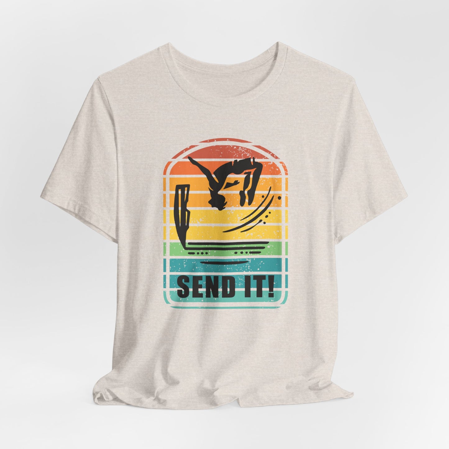 Retro "Send It" T-Shirt for Adrenaline Junkie | Cliff Jumping, Tricker, Parkour Athletes, Thrill Seeker Shirt