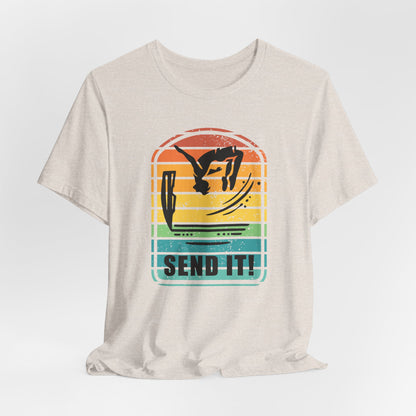 Retro "Send It" T-Shirt for Adrenaline Junkie | Cliff Jumping, Tricker, Parkour Athletes, Thrill Seeker Shirt