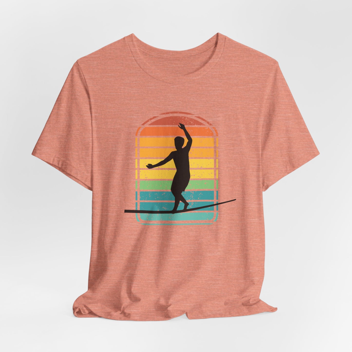 Retro Rainbow Slackline T-Shirt | Vintage Inspired Slackline/Highline Shirt