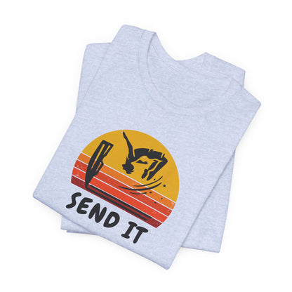 Retro "Send It" T-Shirt for Adrenaline Junkie | Cliff Jumping, Tricker, Parkour Athletes, Thrill Seeker Shirt