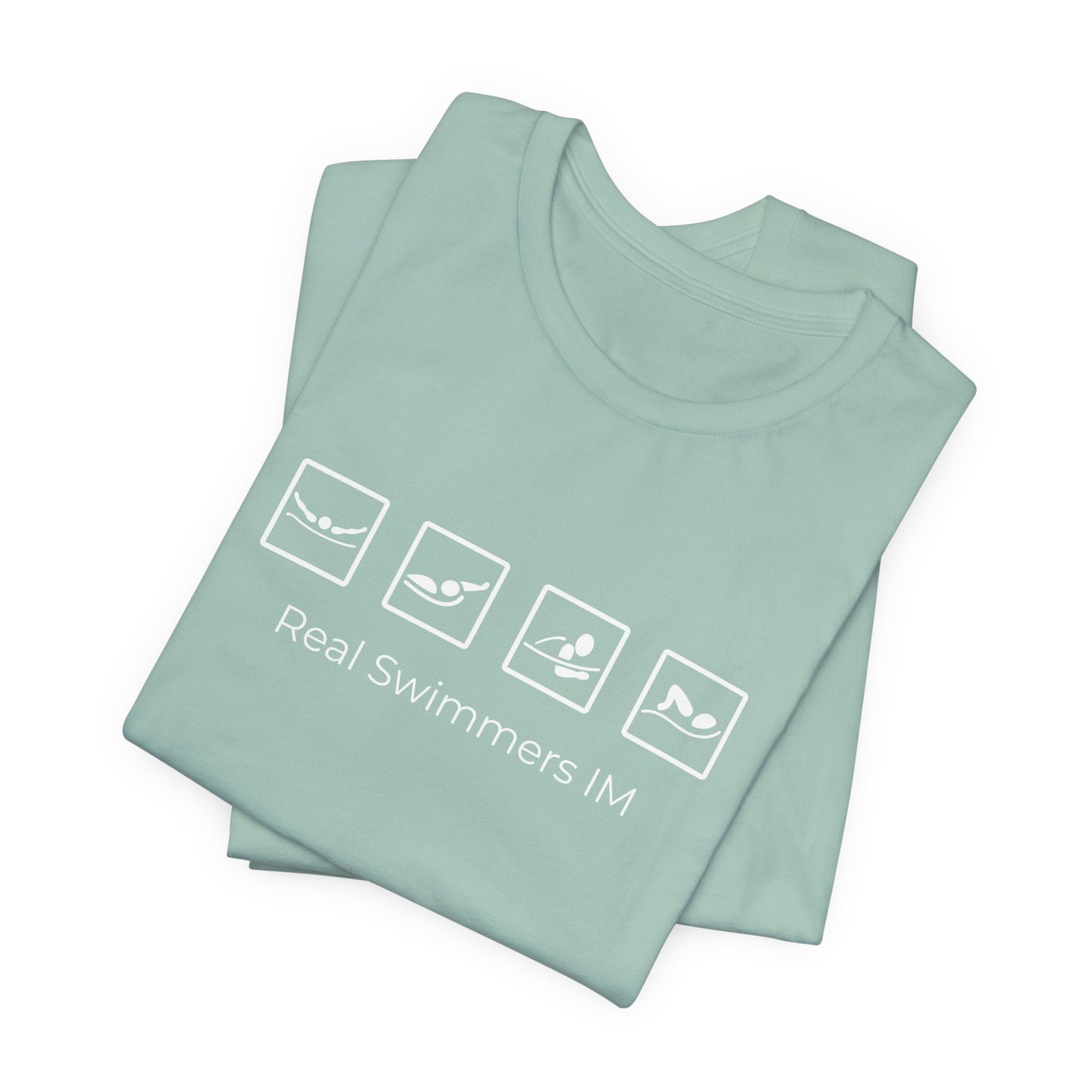 "Real Swimmers IM" IM Swim Shirt | Individual Medley (IM) Swimmer T-Shirt - Minimalistic Icon Design