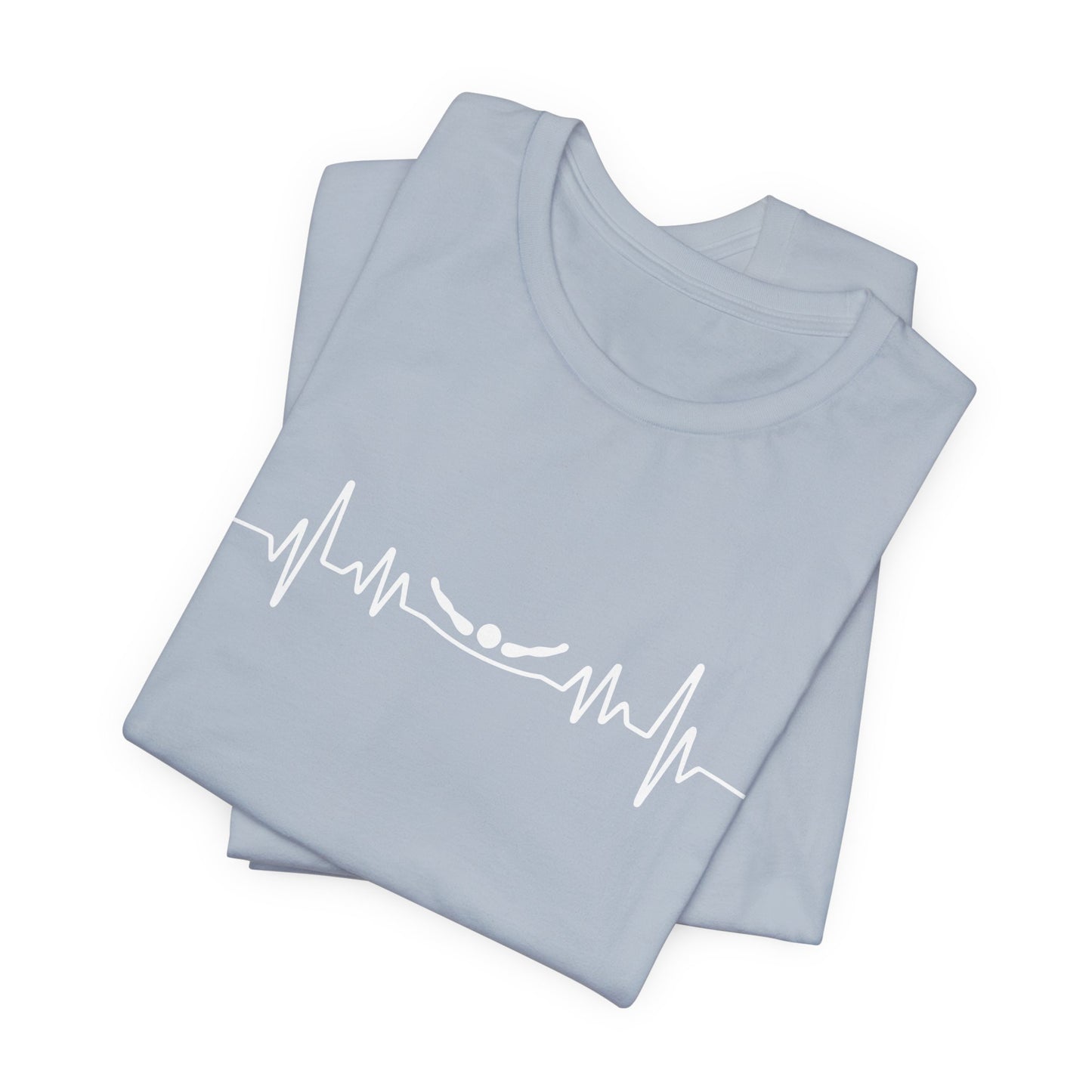 Swimming Butterfly EKG Heartbeat Pulse Line Design | Butterfly Stroke Shirt for Swimmers | Heartbeat Pulse Line T-Shirt