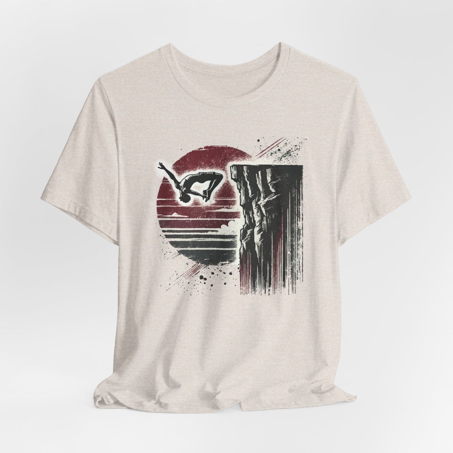 Distressed Grunge Cliff Jumping Graphic Tee | Cliff Jump Shirt for Outdoorsy Adventure Seekers